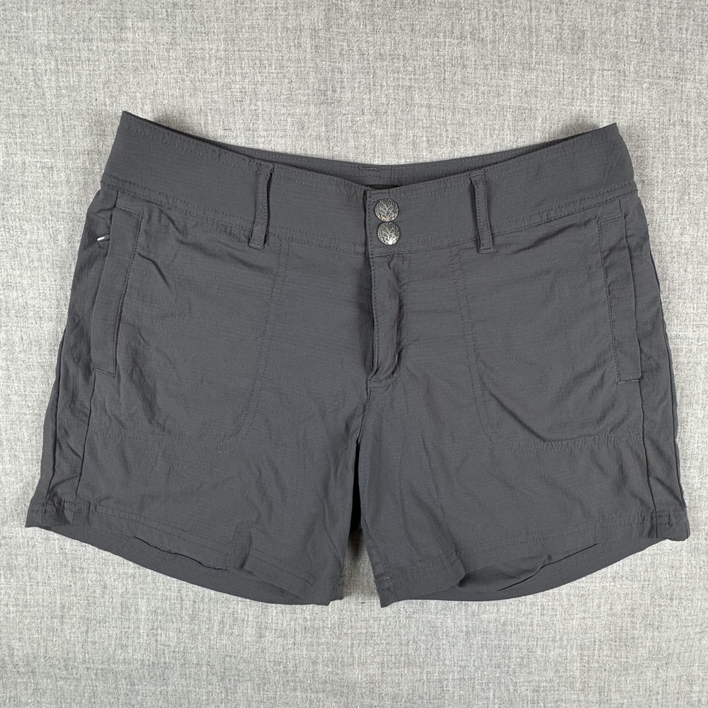 PrAna Utility Shorts Womens 8 Gray Nylon Hiking Walking Pockets Outdoor Casual